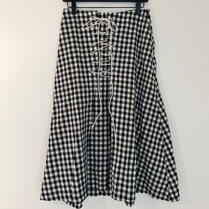 Plaid Lace-Up Skirt